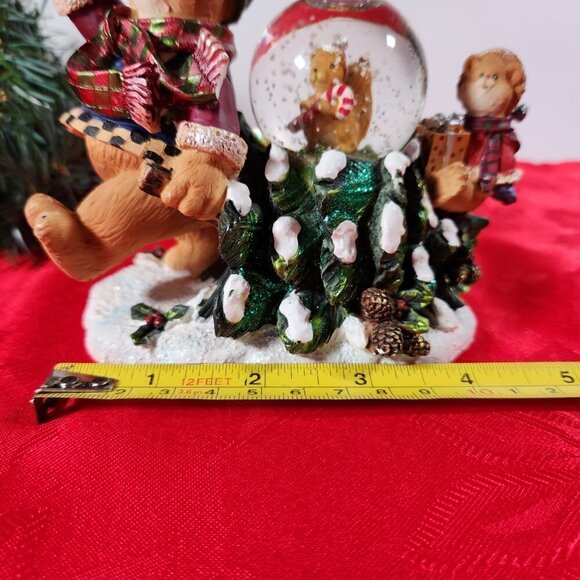 Vintage Teddy Bear Snow Globe Christmas Bears & Squirrel Collectable Hol… - Picture 7 of 9